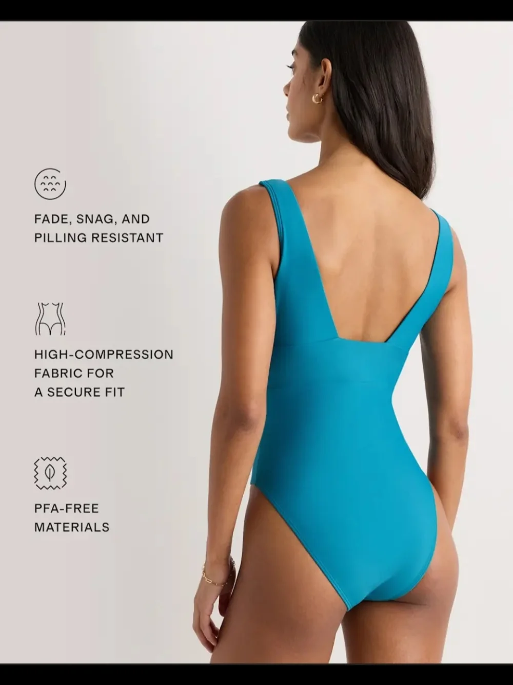 Quince Italian PlungTeal One-Piece Swim Suit  Large NWT - Picture 7 of 9